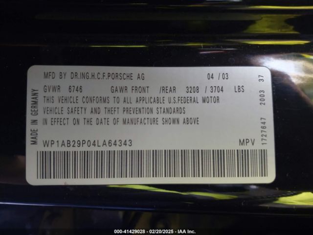 2004 PORSCHE CAYENNE WP1AB29P04LA64343 Photo 8