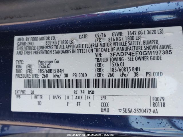 3FADP4EE0GM197385 Ford FIESTA SE