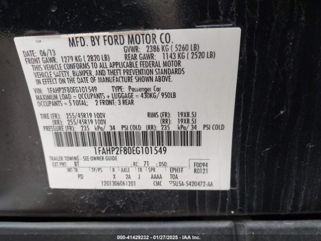 1FAHP2F80EG101549 Ford Taurus Limited