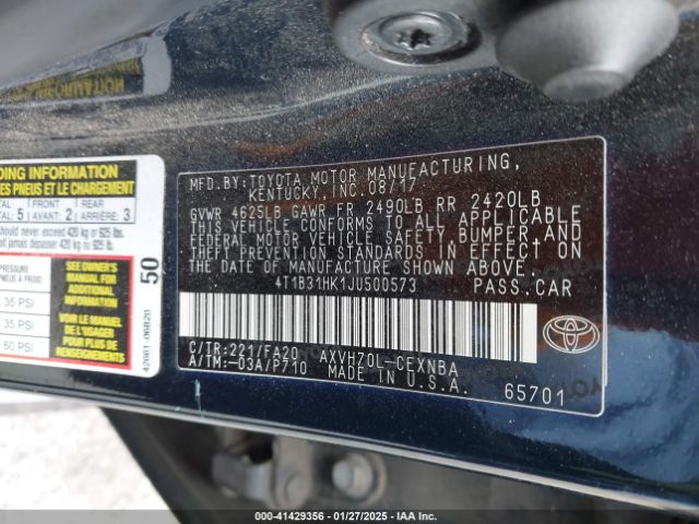 4T1B31HK1JU500573 Toyota Camry Hybrid Le