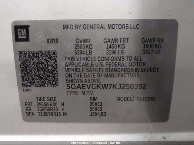 5GAEVCKW7KJ250392 Buick Enclave Awd Avenir