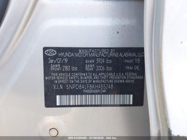 Hyundai ELANTRA SEL 2019 5NPD84LF8KH455248 Image 9