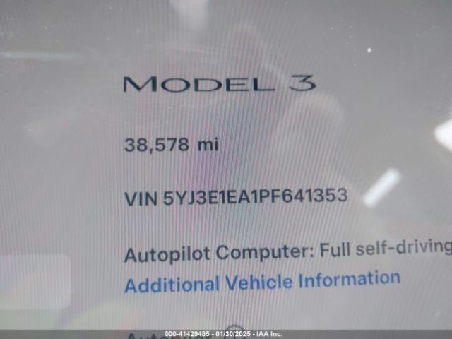5YJ3E1EA1PF641353 Tesla Model 3 Rear-wheel Drive