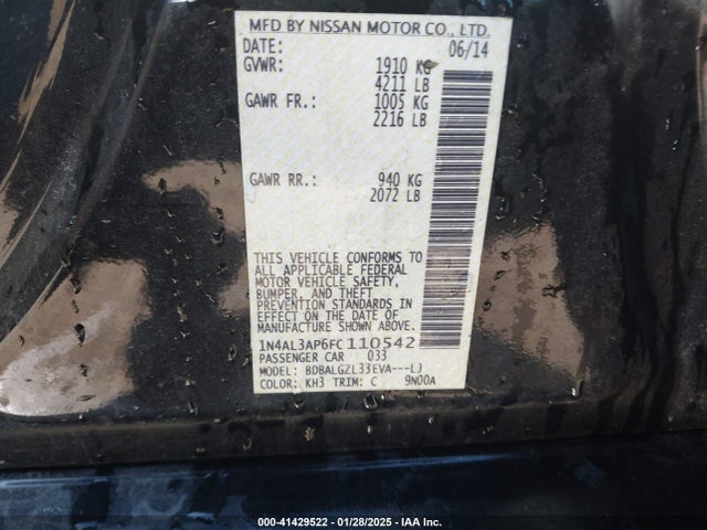 Nissan Altima 2.5 S 2015 1N4AL3AP6FC110542 Image 9