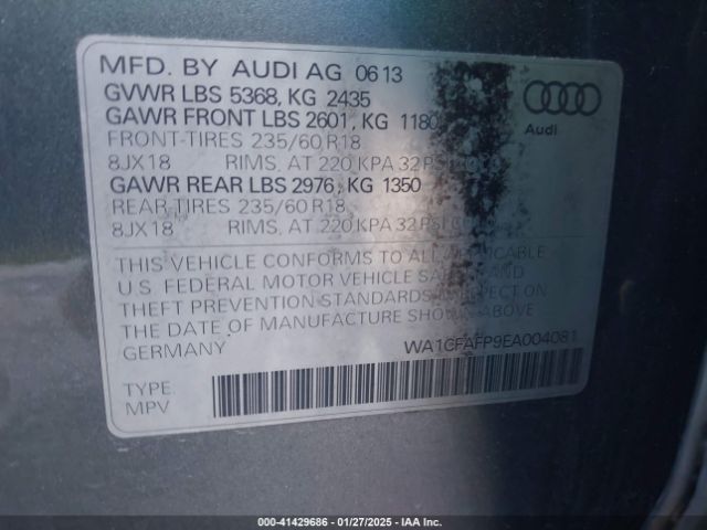 WA1CFAFP9EA004081 Audi Q5 2.0t Premium