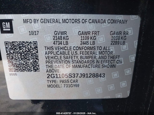 Chevrolet IMPALA 1LT 2018 2G1105S37J9128843 Image 9
