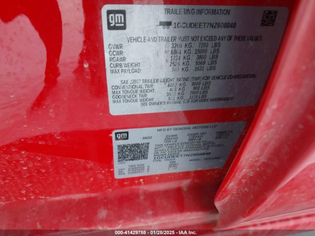 1GCUDEET7NZ608848 Chevrolet Silverado 1500 4wd  Short Bed Rst