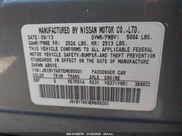 JN1BV7AR7EM695001 Infiniti Q50 Premium/sport