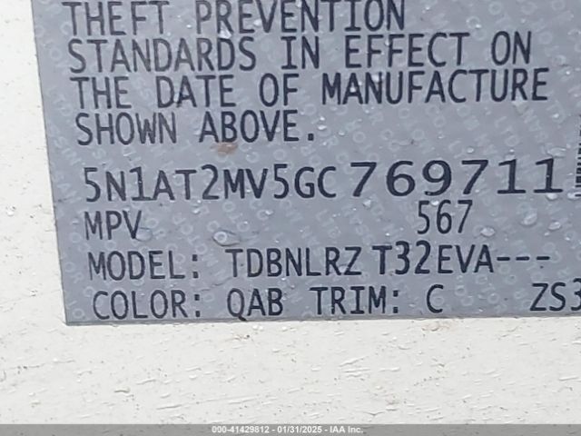 5N1AT2MV5GC769711 Nissan Rogue Sl