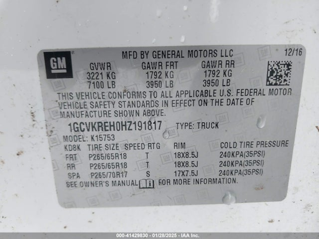 1GCVKREH0HZ191817 Chevrolet Silverado 1500 1lt