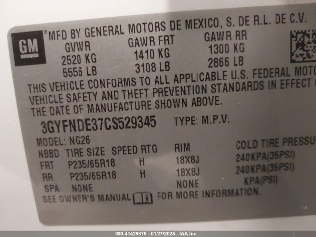 2012 CADILLAC SRX 3GYFNDE37CS529345 Photo 8