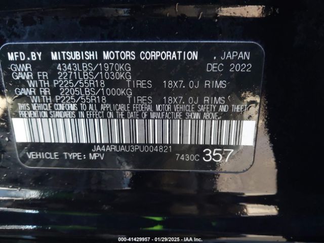 JA4ARUAU3PU004821 Mitsubishi Outlander Sport 2.0 Es Awc/2.0 Le Awc/2.0 Ralliart Awc/2.0 S Awc/2.0 Se Awc