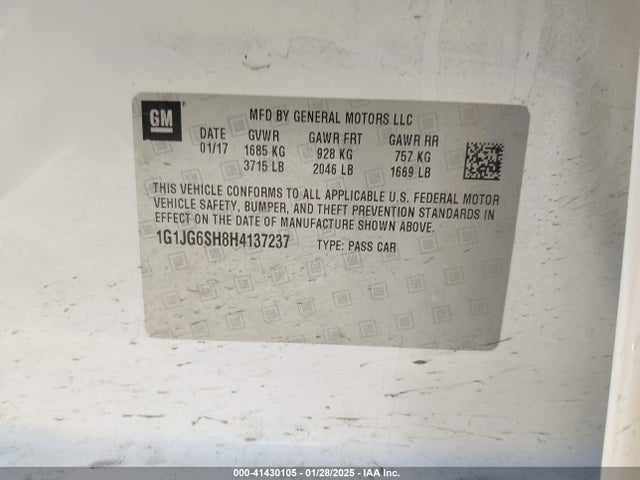 1G1JG6SH8H4137237 Chevrolet Sonic Lt Auto