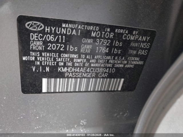2012 HYUNDAI ELANTRA KMHDH4AE4CU389410 Photo 8