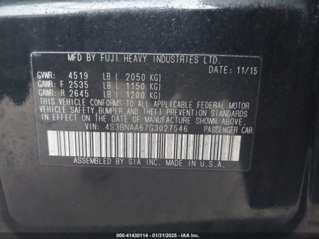 4S3BNAA67G3027546 Subaru Legacy 2.5i
