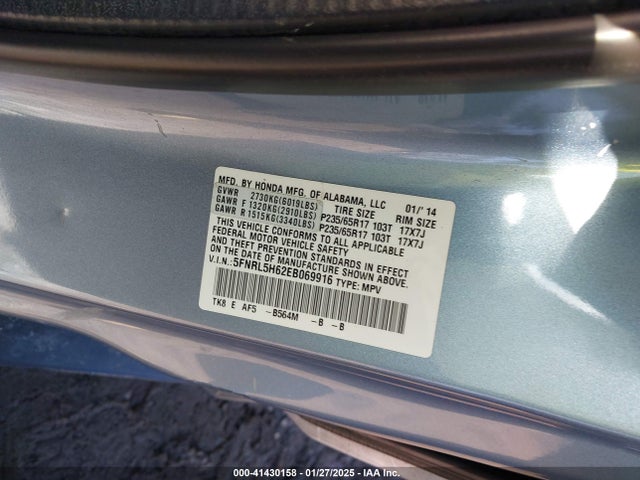 Honda Odyssey Ex-l 2014 5FNRL5H62EB069916 Image 9