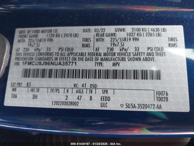 1FMCU9J96NUA35771 Ford Escape Titanium