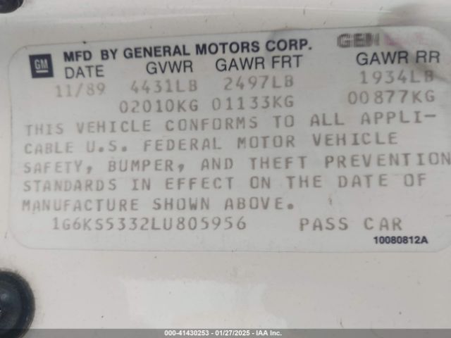 1990 CADILLAC SEVILLE 1G6KS5332LU805956 Photo 8