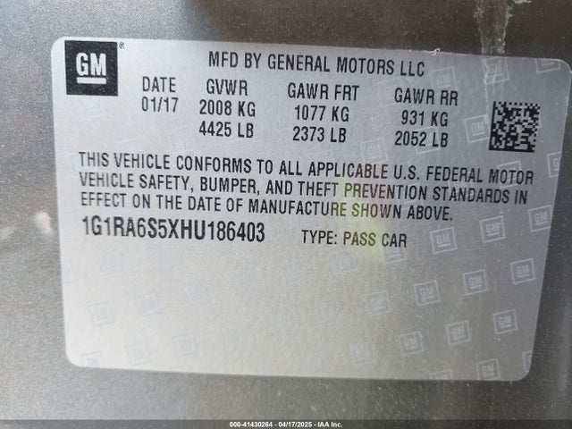 1G1RA6S5XHU186403 Chevrolet VOLT LT