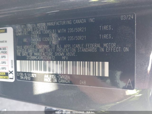 2T2BBMCA5RC039812 Lexus Rx 350h Premium Plus