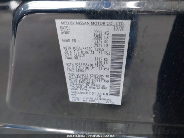 5N1DL0MM4LC545588 Infiniti Qx60 Signature Edition Awd