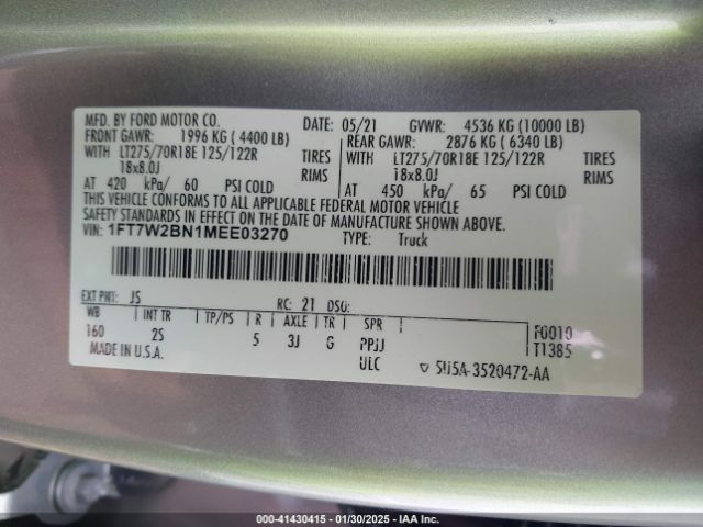 1FT7W2BN1MEE03270 Ford F-250 Xlt