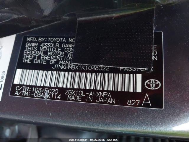 JTNKHMBX1K1048022 Toyota C-HR LE