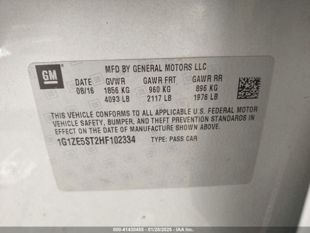 1G1ZE5ST2HF102334 Chevrolet MALIBU 1LT