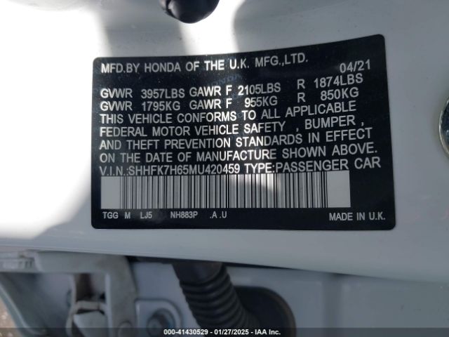 SHHFK7H65MU420459 Honda CIVIC EX