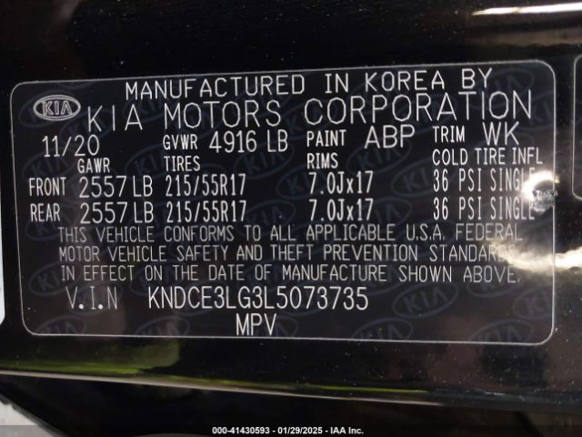 KNDCE3LG3L5073735 KIA Niro Ev Ex Premium