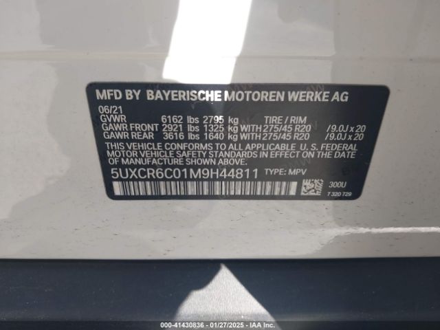 5UXCR6C01M9H44811 BMW X5 Xdrive40i