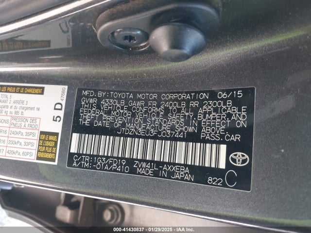 Toyota Prius V Two 2015 JTDZN3EU3FJ037441 Image 9