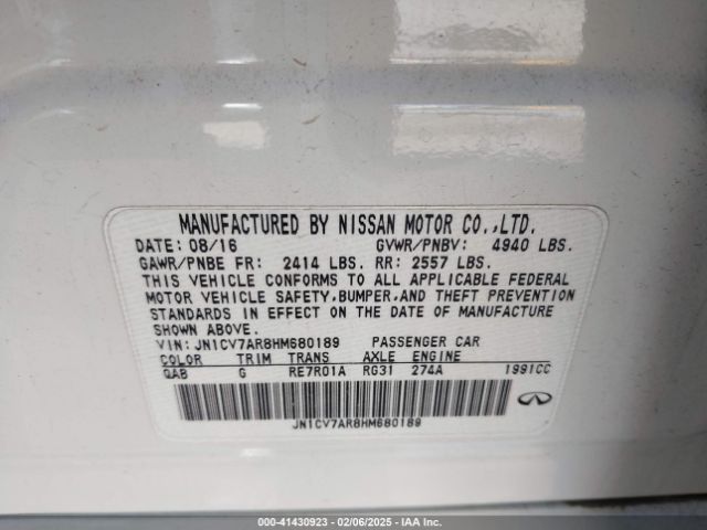 JN1CV7AR8HM680189 Infiniti Q50 2.0t Sport