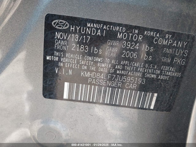 Hyundai Elantra Value Edition 2018 KMHD84LF7JU595193 Image 9