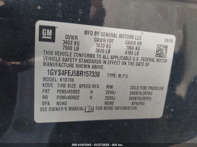2011 CADILLAC ESCALADE HYBRID 1GYS4FEJ5BR157338 Photo 8