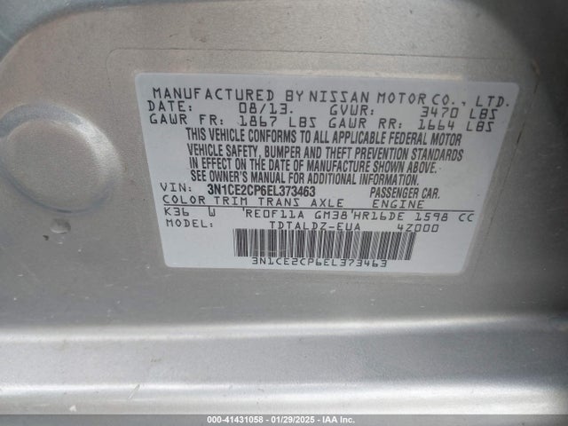 3N1CE2CP6EL373463 Nissan Versa Note Sv