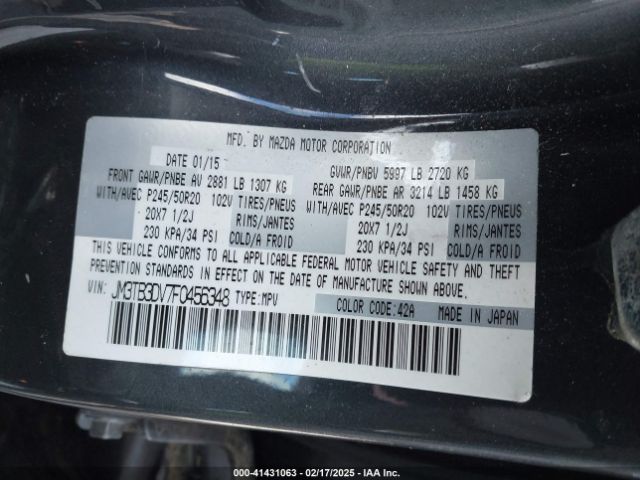 JM3TB3DV7F0456348 Mazda Cx-9 Grand Touring