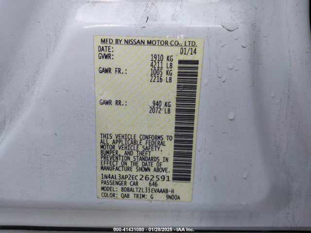 Nissan Altima 2.5 Sv 2014 1N4AL3AP2EC262591 Image 9