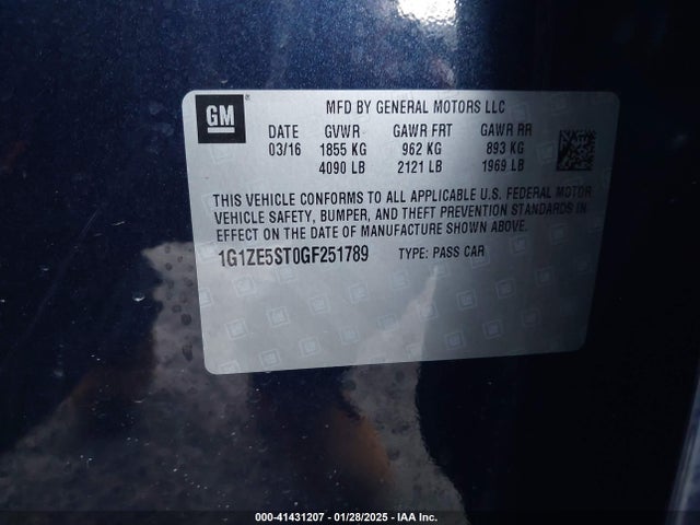 1G1ZE5ST0GF251789 Chevrolet MALIBU 1LT