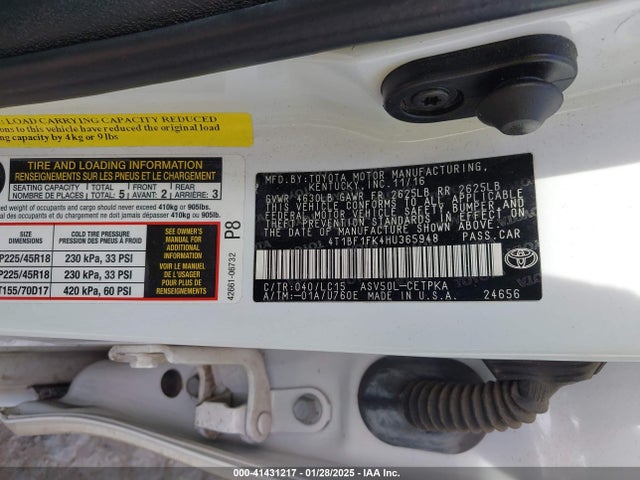 4T1BF1FK4HU365948 Toyota CAMRY XSE