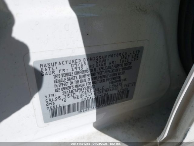 3N1AB7AP9FY338663 Nissan Sentra Fe+ S/s/sl/sr/sv