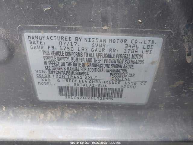 Nissan Versa 1.6 S+ 2017 3N1CN7AP8HL905994 Image 9