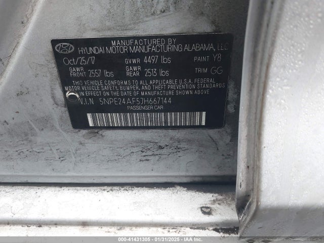 5NPE24AF5JH667144 Hyundai SONATA SE