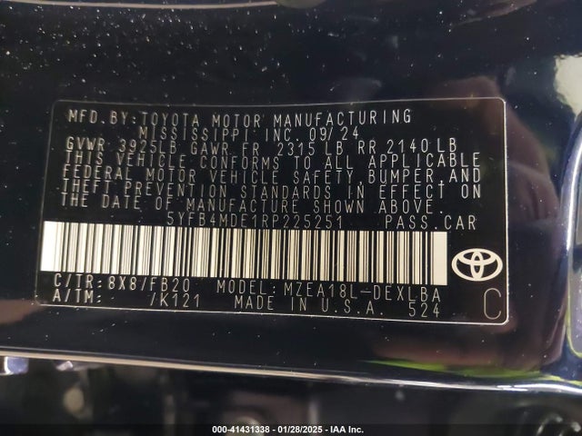 5YFB4MDE1RP225251 Toyota COROLLA LE