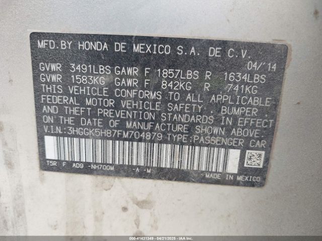3HGGK5H87FM704879 Honda Fit Ex/ex-l
