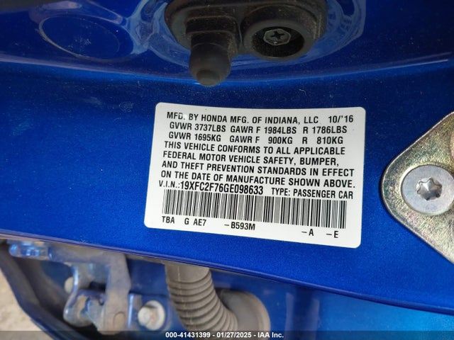 Honda CIVIC EX 2016 19XFC2F76GE098633 Image 9