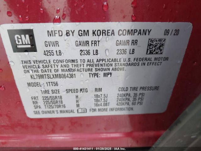 KL79MTSLXMB064381 Chevrolet Trailblazer Fwd Rs