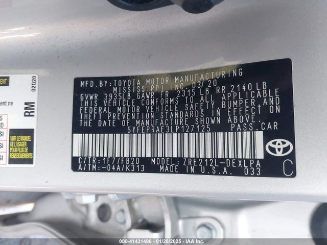 5YFEPRAE3LP127125 Toyota COROLLA LE