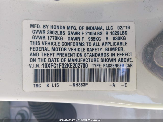 19XFC1F32KE202700 Honda CIVIC EX