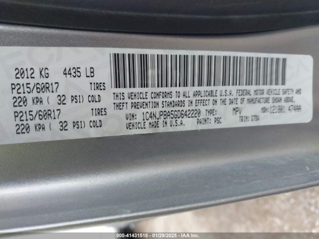 1C4NJPBA5GD642220 Jeep Patriot Sport Se